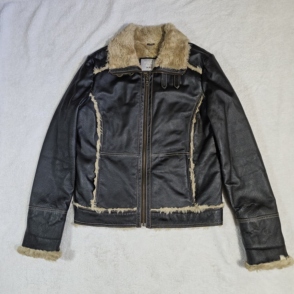 Wilsons Leather Black Jacket with Tan Trim